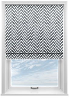 Chevron Stripe, Grey - Motorised Roman Blind